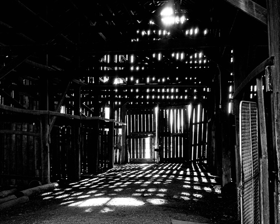 Inside the barn at Hisle